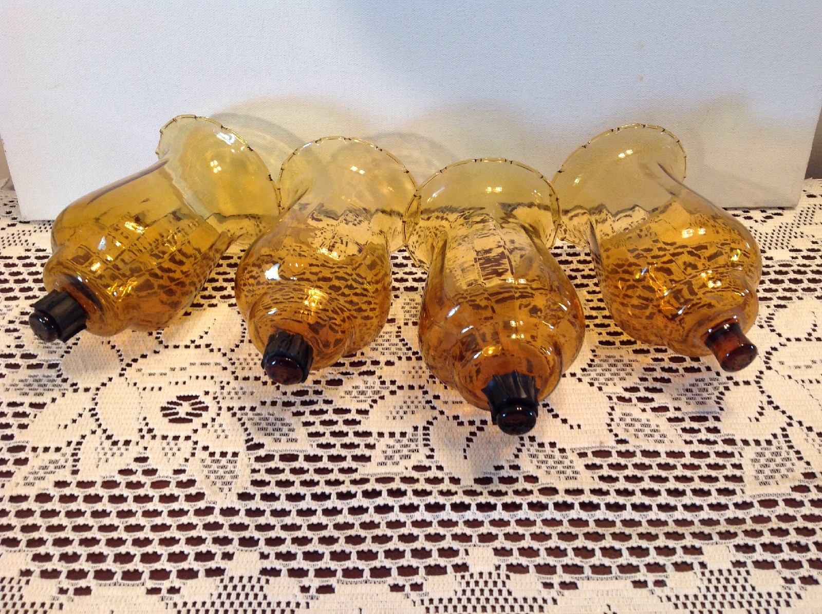 Four Amber Votive Cups 5.5