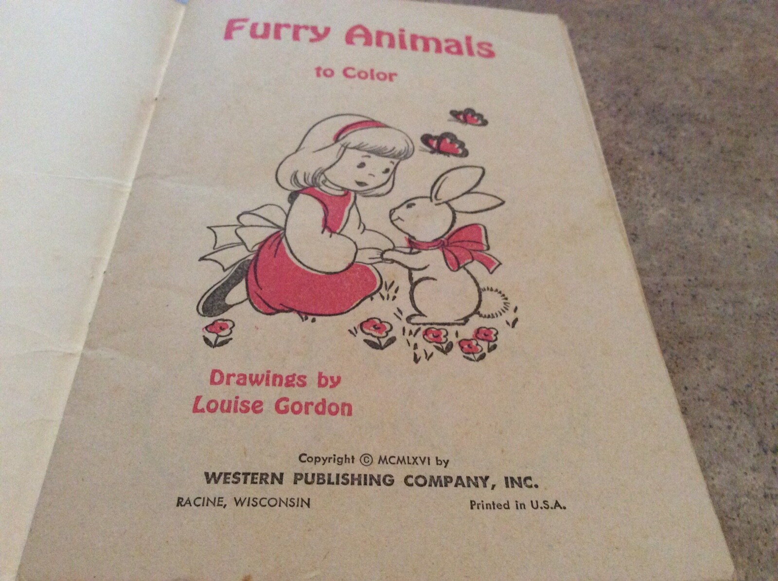 Vintage FURRY FRIENDS To Color Booklet 1966 Made in USA