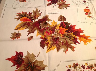 Vintage Fabric Autumn Foliage Appliques Cranston Print VIP Leaves Fall