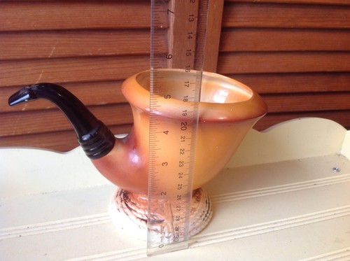 RELPO (STICKER) JAPAN #6552 VTG NAUTICAL CERAMIC PIPE VASE 2 MAST SAILING SHIP