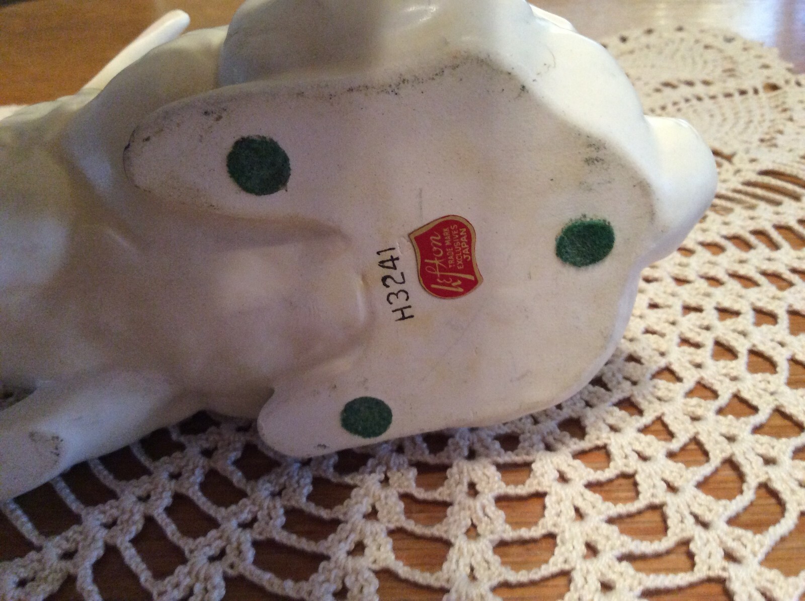 Vintage Lefton Porcelain China Bunny Rabbit Figurine Red Eyes Easter Bunny 7 1/2