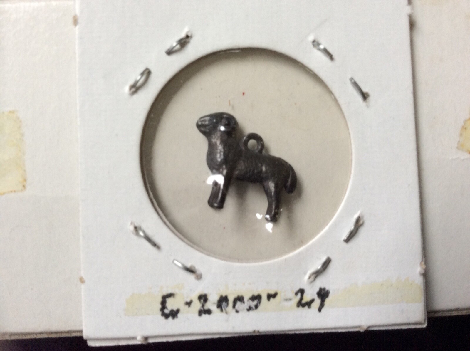 VINTAGE Old Metal Ram SHEEP Charm Cracker Jack Toy Prize