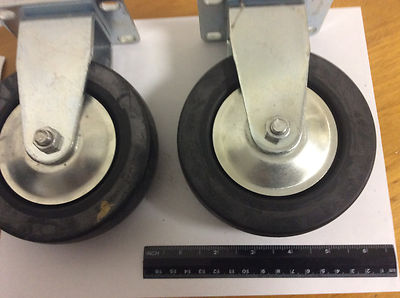 Quantity 2, 5'' X 1 1/4'' Creston Rigid Casters, 200 lb Capacity