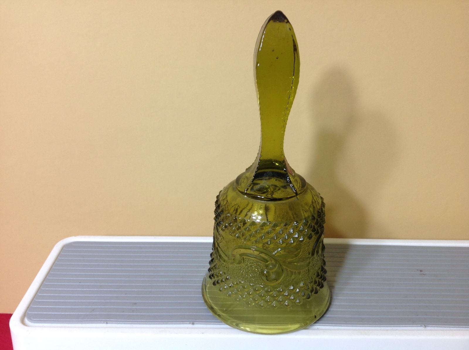 Vintage Retro Forest Green Glass Bell Made in Italy with Label Diamond Points