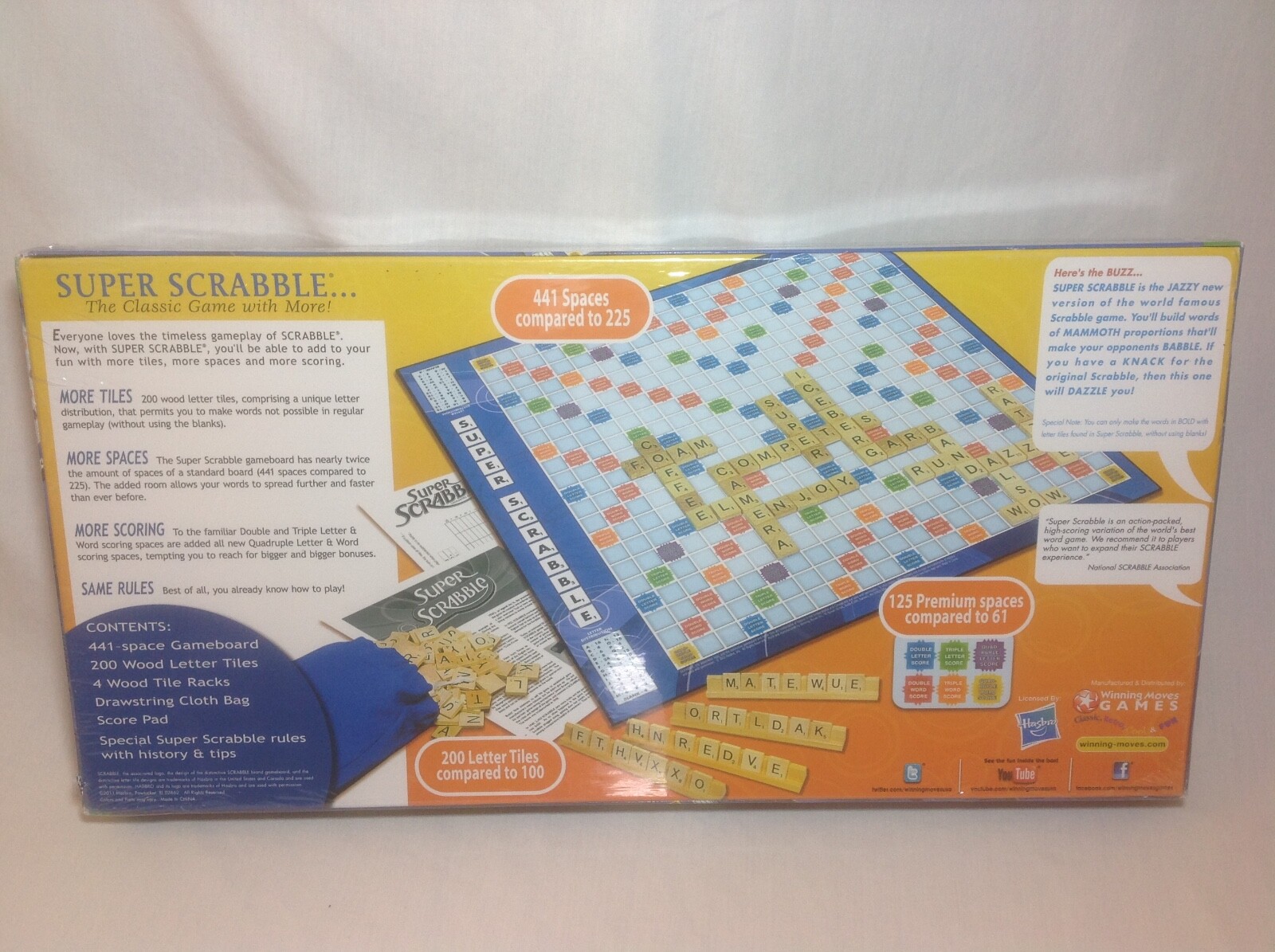 NEW Super Scrabble Family Word Board Game 200 Tiles FACTORY SEALED 2011