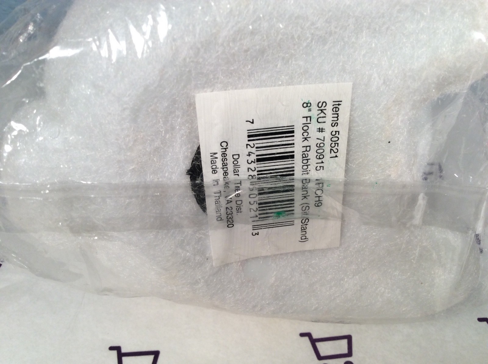 Vintage 8” Flock Fuzzy Bunny Rabbit BANK Sit/Standing Position NIP Made Thailand