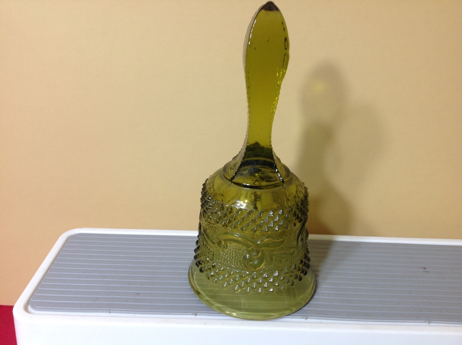 Vintage Retro Forest Green Glass Bell Made in Italy with Label Diamond Points