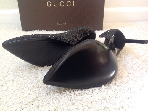 Pre-owned Gucci $1650 Crystal Noah D'orsay Black High-heel Pump 39/9