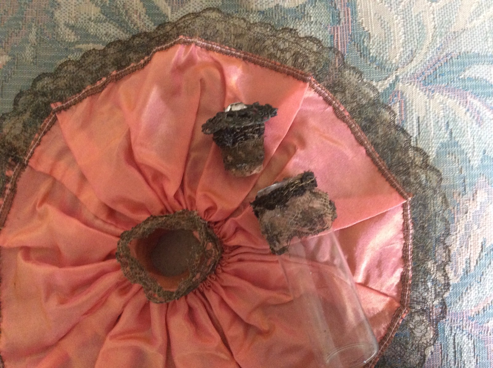 Art Deco Silk and Metallic Perfume Bottle Holder with Artisan Perfume Bottle