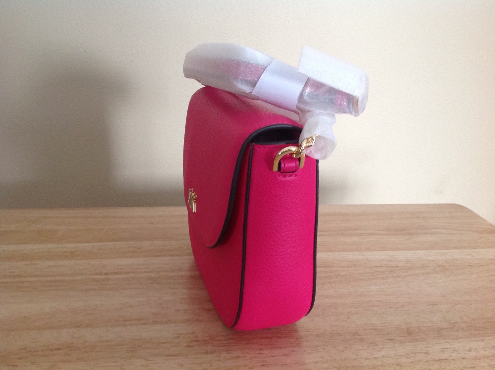 Micahel Kors Half Dome Pebbled Leather Crossbody Bag Ultra Pink Gold $148 NWT