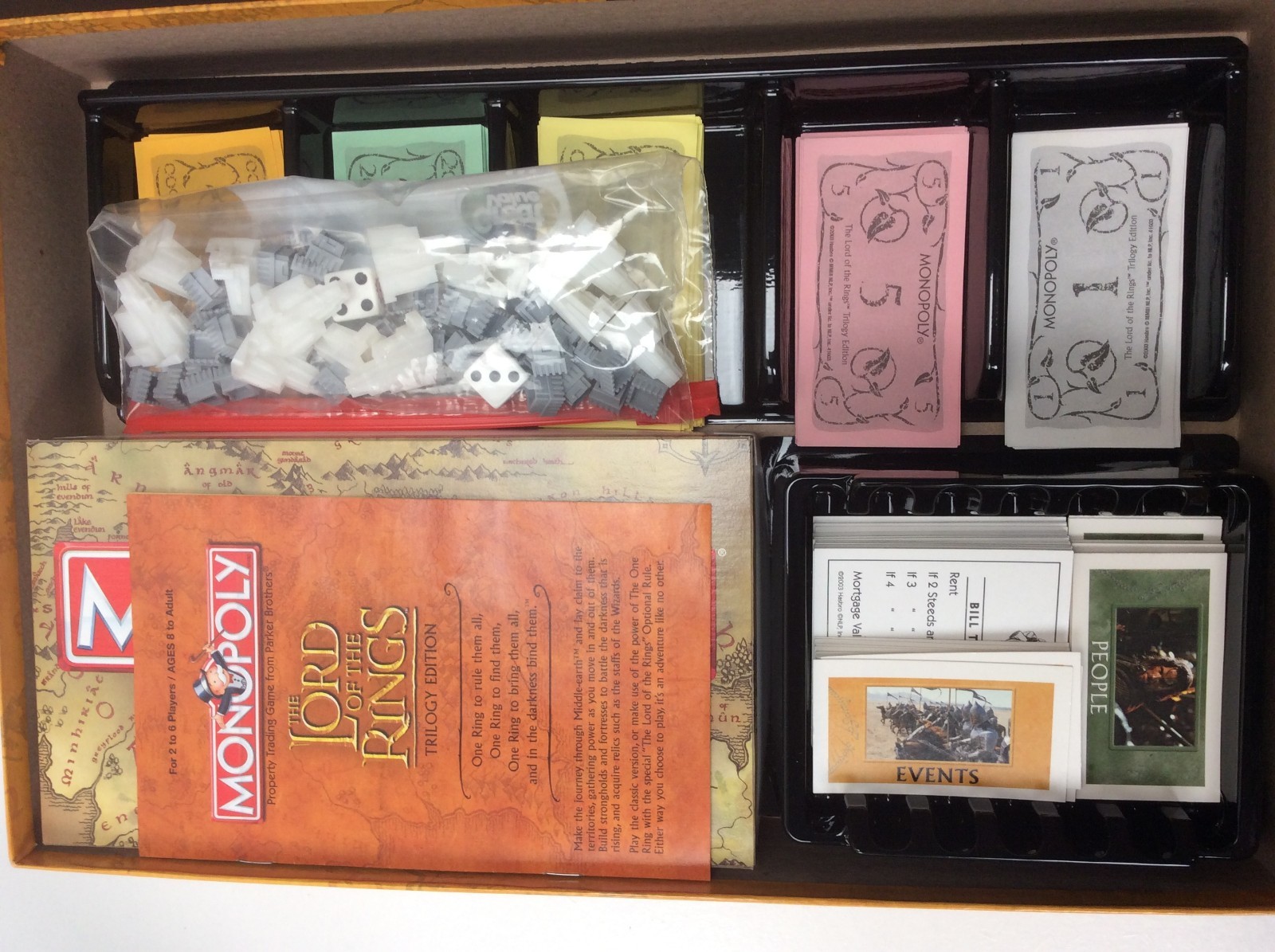 2003 The Lord of the Rings Trilogy Edition Monopoly Game 100% Complete w/Ring