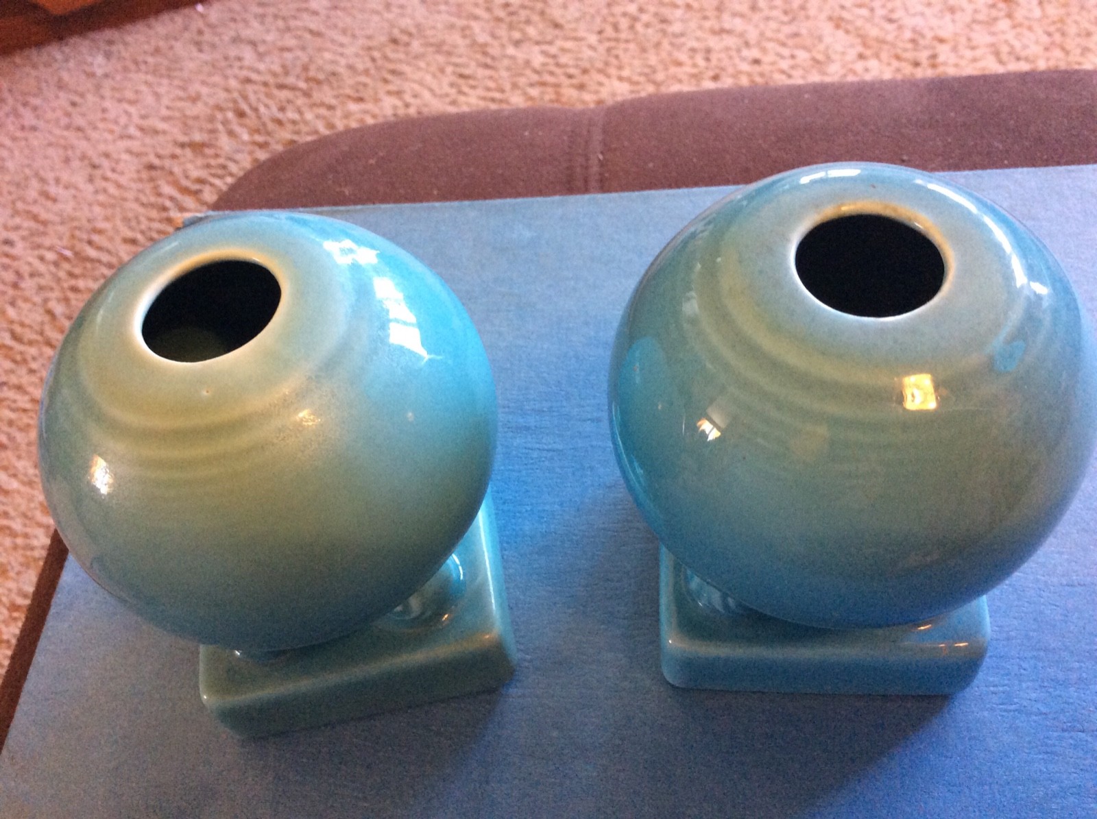 Original Fiesta Fiestawear Turquoise Bulb Candle Holder Set, 1935 - 1944 Minty