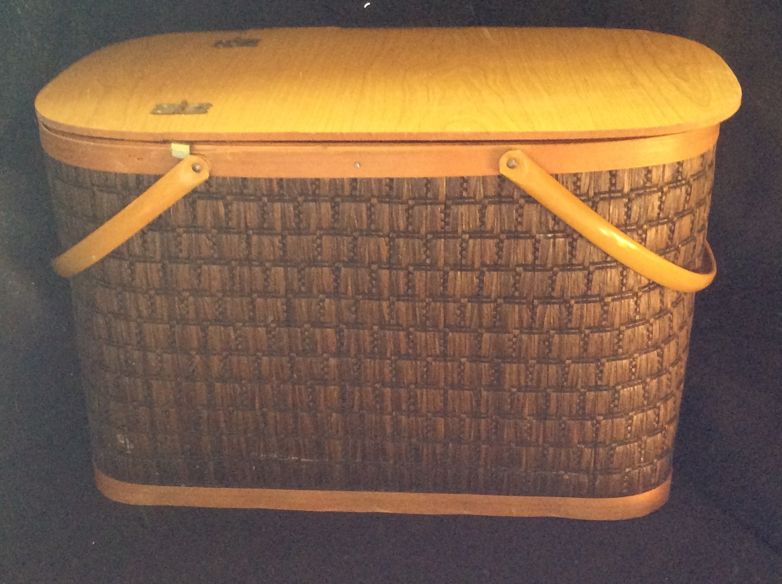 Vintage Picnic Basket By Burlington In ORIGINAL Box With DISHES & Silverware