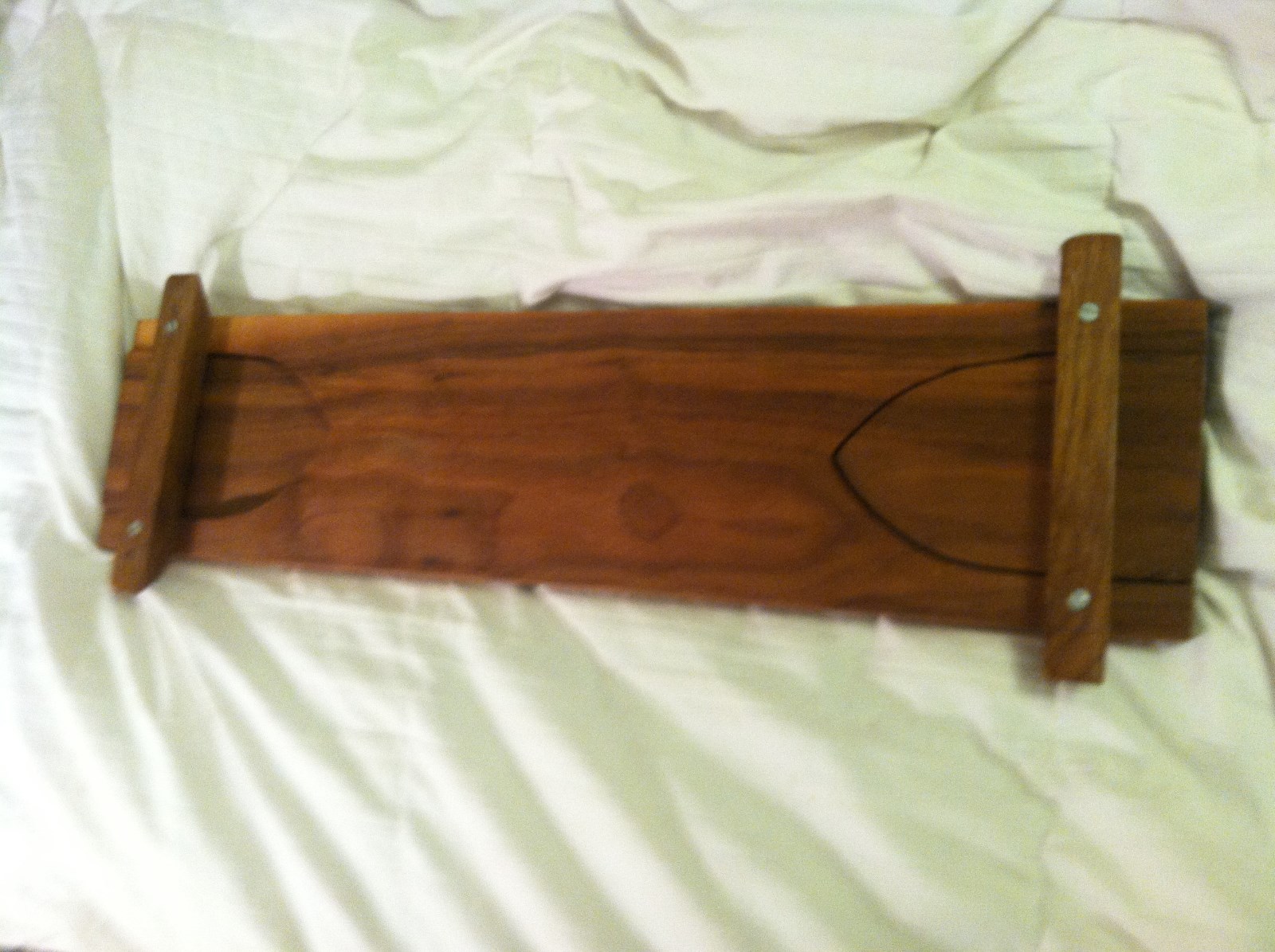 Handmade Walnut Wood Book Rack / Holder Rack w/ Name Inscribed and Flip Up Ends