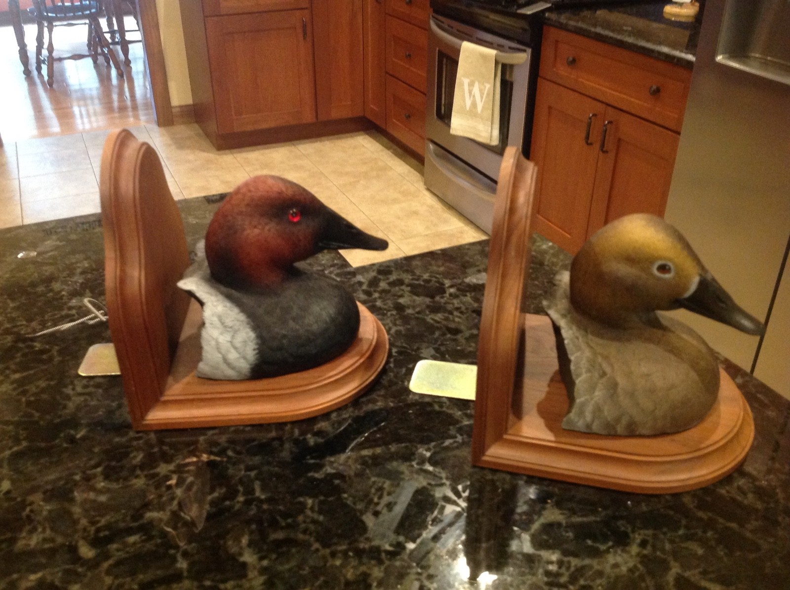 Vintage Shaker Prairie Shop Duck Head Bookends Jules A Bouillet Signed Art