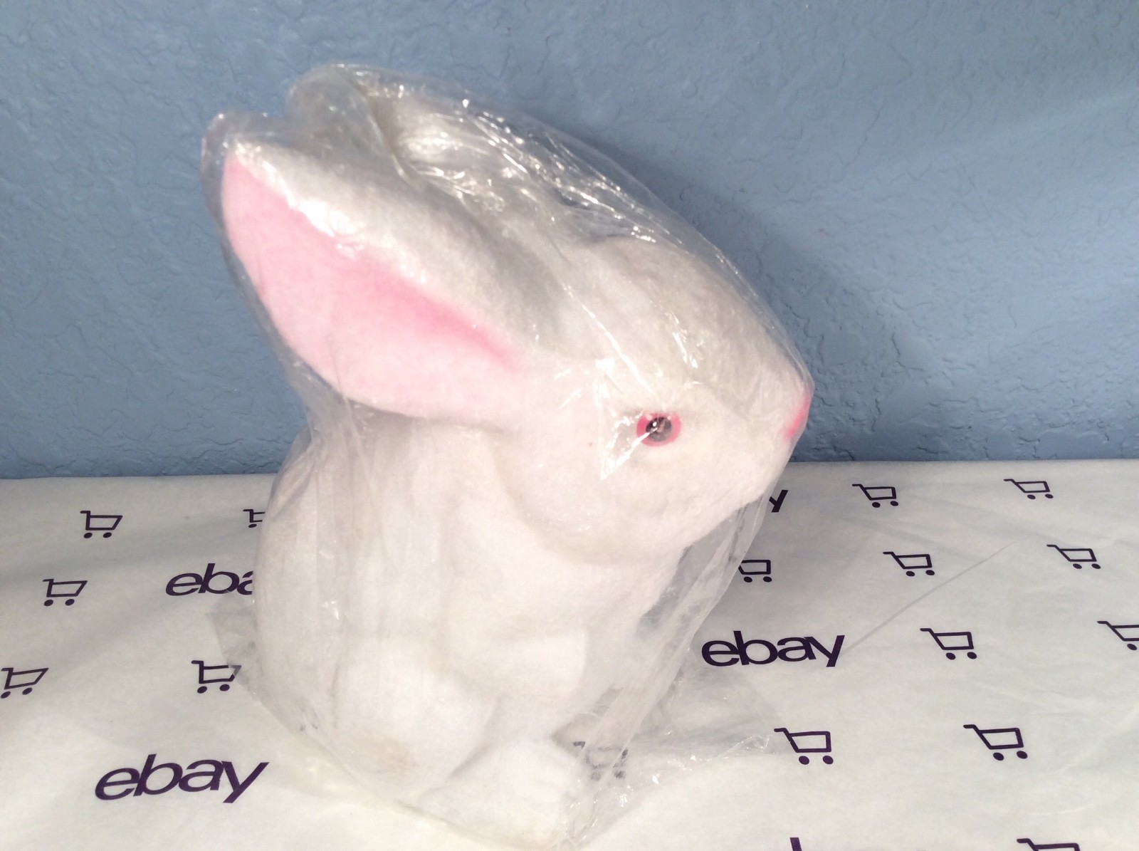 Vintage 8” Flock Fuzzy Bunny Rabbit BANK Sit/Standing Position NIP Made Thailand