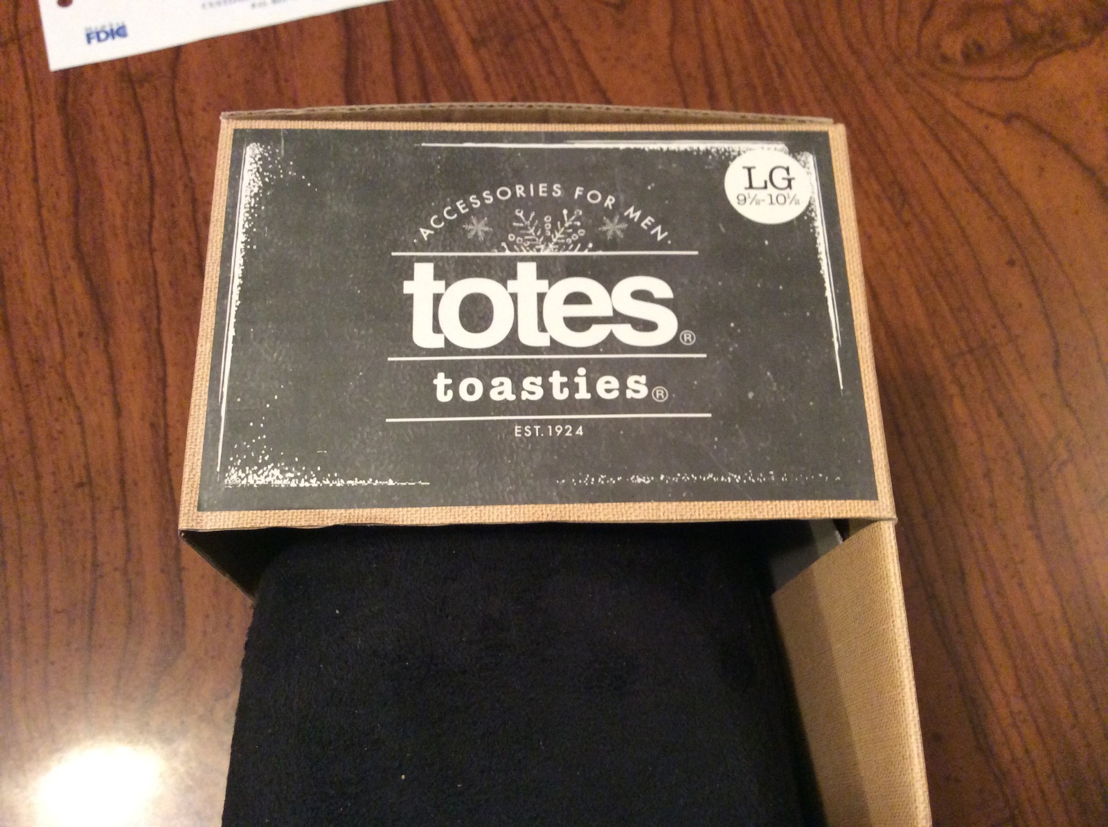 TOTES TOASTIES MENS MEMORY FOAM SLIPPERS WARM SOFT LINING LARGE 9.5-10.5 Black