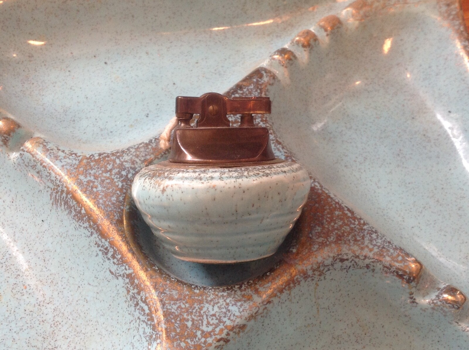 Large Vintage Retro California Pottery Decorative Blue Ashtray Style #377