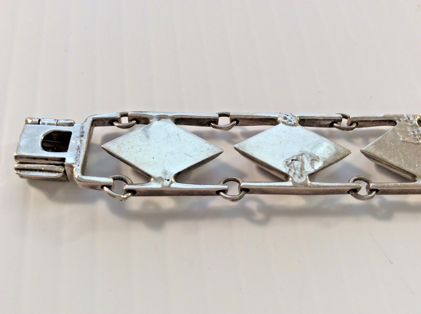 VINTAGE STERLING SILVER SIGNED TM-181 MEXICO BRACELET SEMI-PRECIOUS STONES