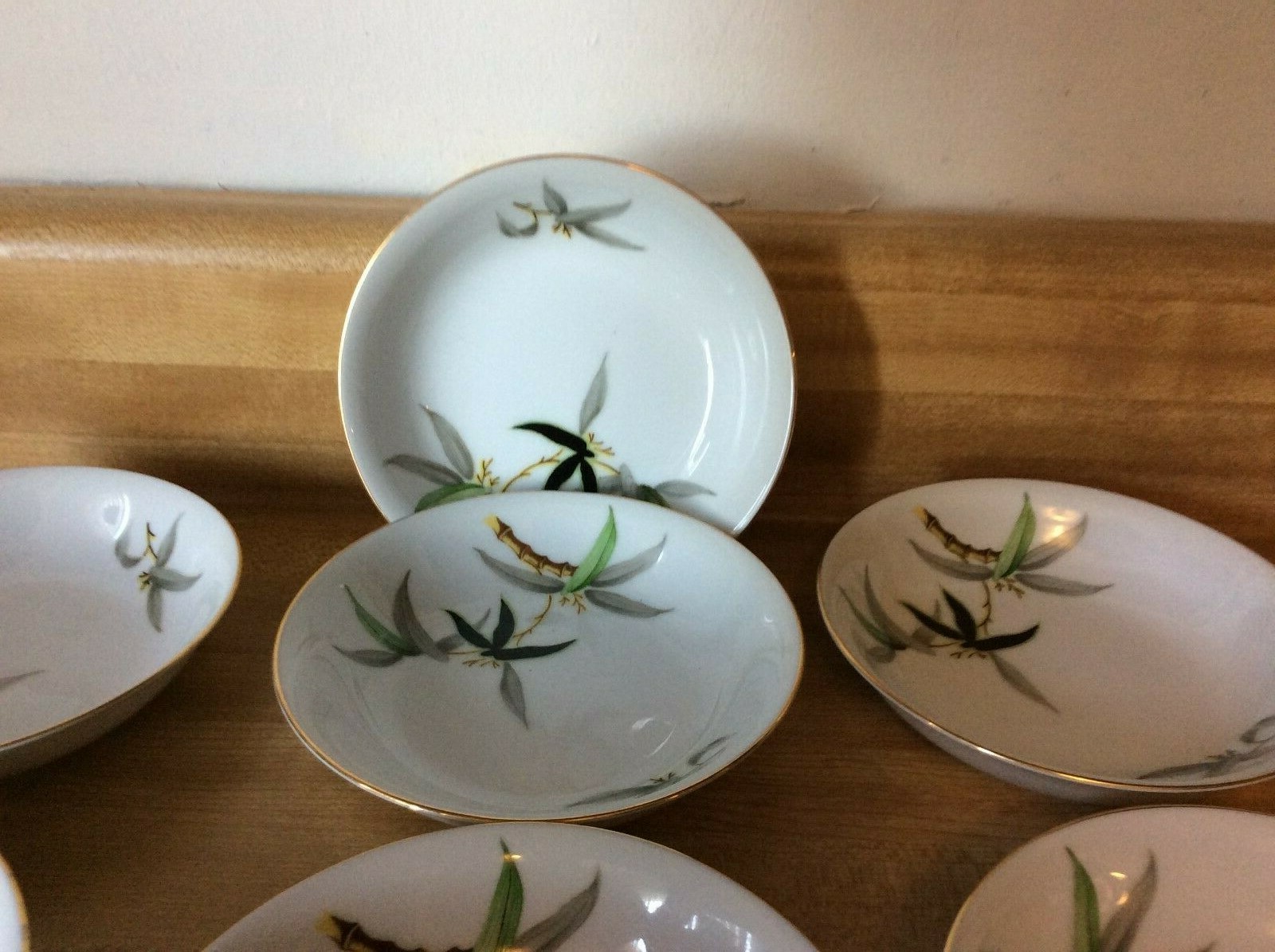 Set Of Ten Narumi China Japan Vegetables Bowl Dishes Black Bamboo