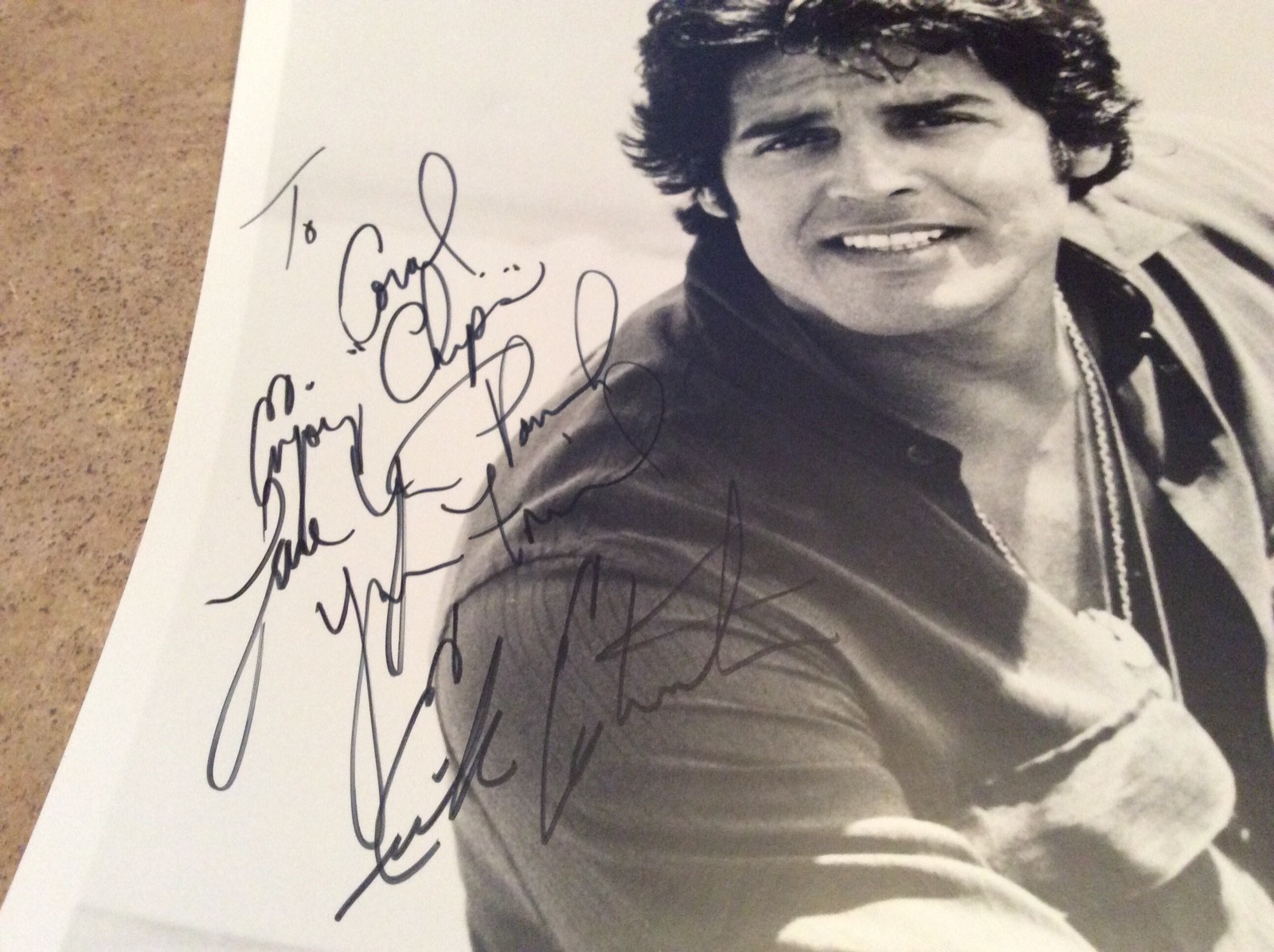 Vintage ERIK ESTRADA Black and White Signed Photo - CHIPS