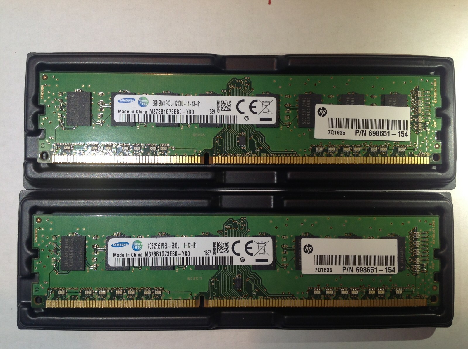 16GB (2x8GB) PC3-12800u DDR3 Desktop RAM (M378B1G73EB0-YK0) Samsung 698651-154