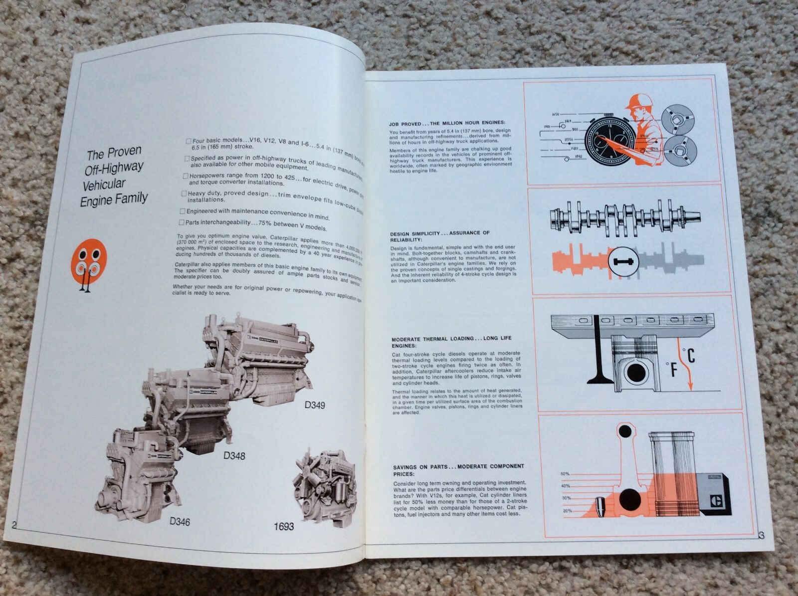 1970s Caterpillar off-hightway diesel engines,  original factory catalogue.