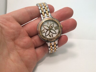 Pre-owned Aqua Master Ladies  Two Tone Stainless Steel Genuine (.85ct) Diamond Watch W342 In Tan