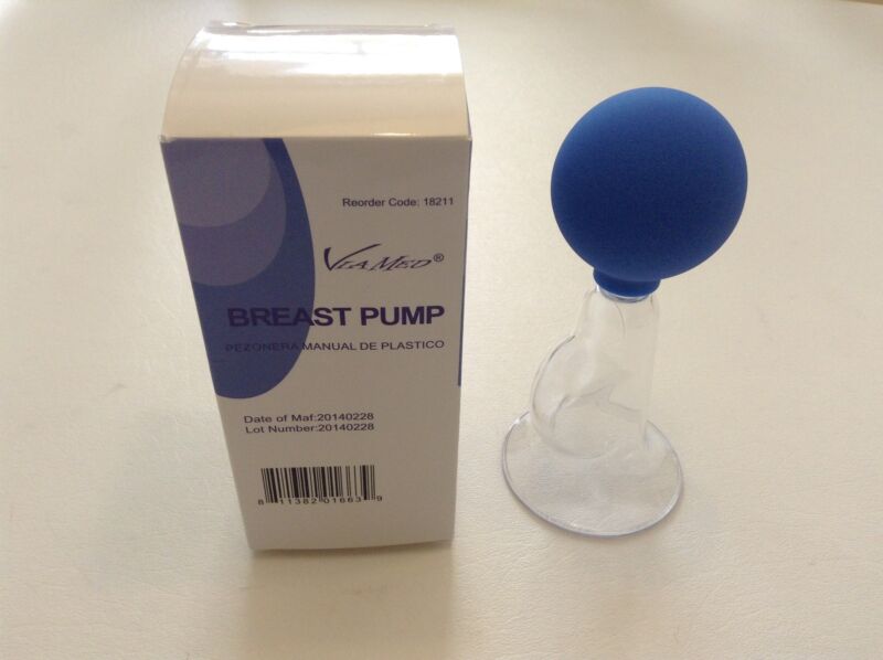 Manual Breastpump Plastic Vintage Style Blue Rubber Light and Portable NEW