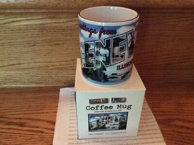 GREETINGS FROM GENEVA ILLINOIS COFFEE/TEA MUG New in gift box Ceramic