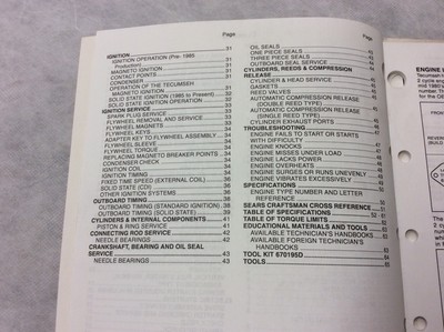 GENUINE TECUMSEH TECHNICIAN'S HANDBOOK 2 CYCLE ENGINES 692508