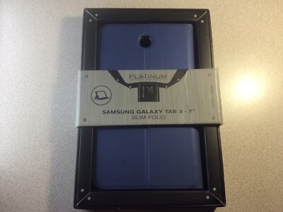 New Samsung Galaxy Tab 3 - 7 Slim Folio Protective Case by Platinum.  Navy Blue