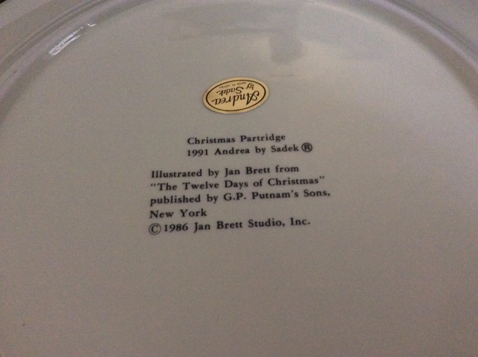 Partridge In Pear Tree Cake Plate & Server For Christmas Andrea By Sadek Japan