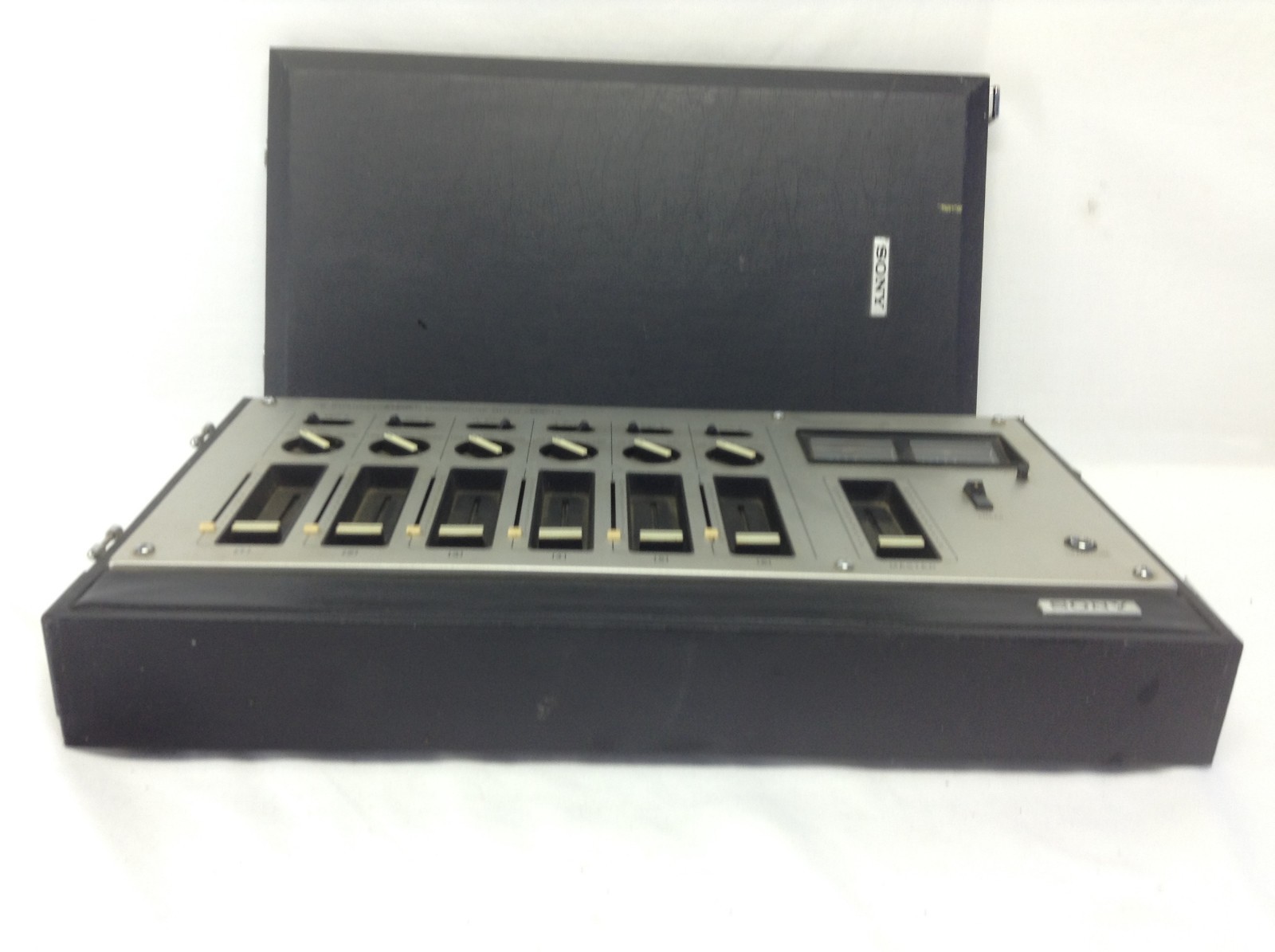 Vtg Sony Mic Mixer MX-14 DC 6 Channel Hard Shell Case Removable Top Tested Works