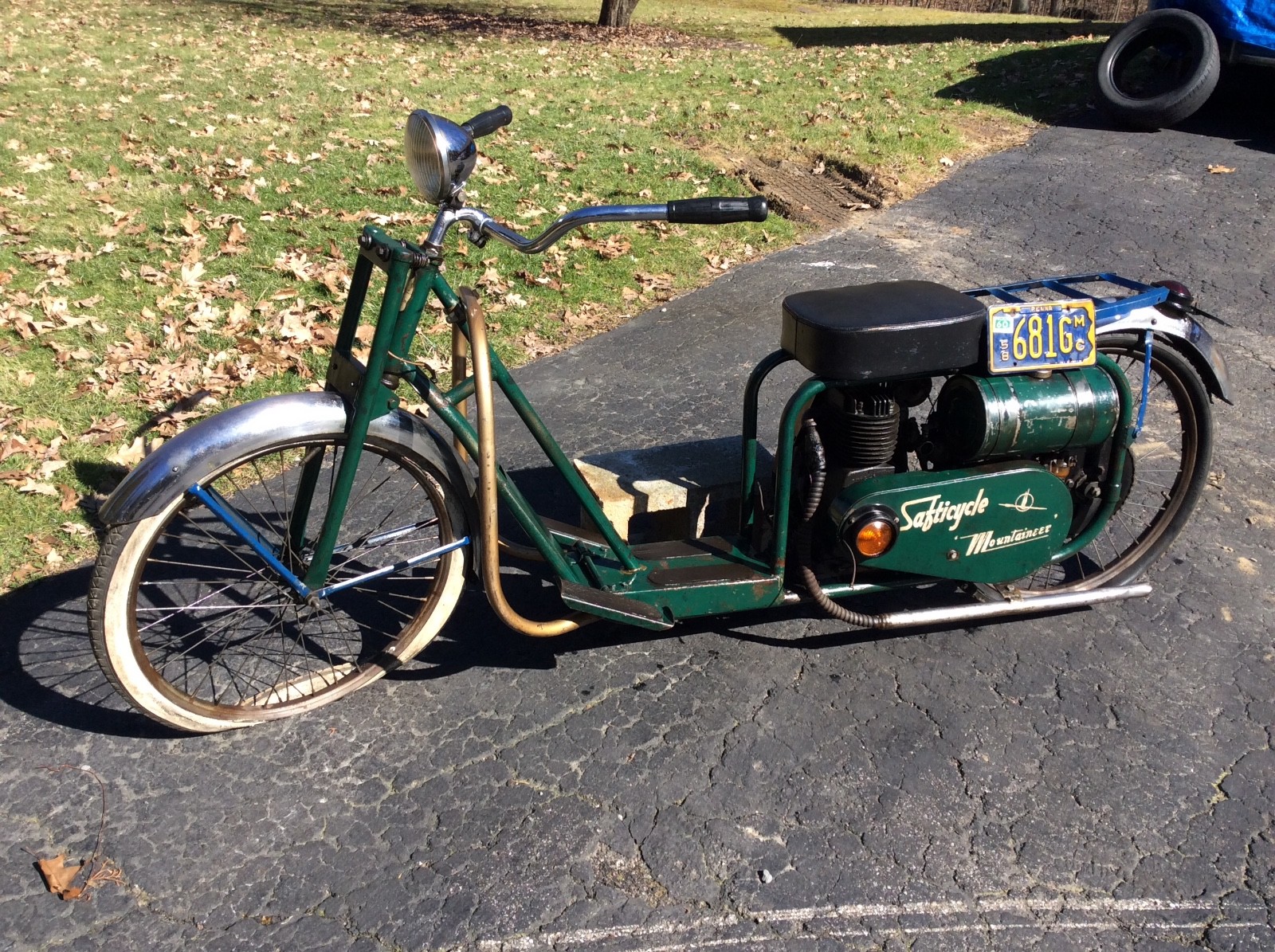 Vtg /Antique1947 Safticycle Mountaineer org 2 owner motor bike-title-very good