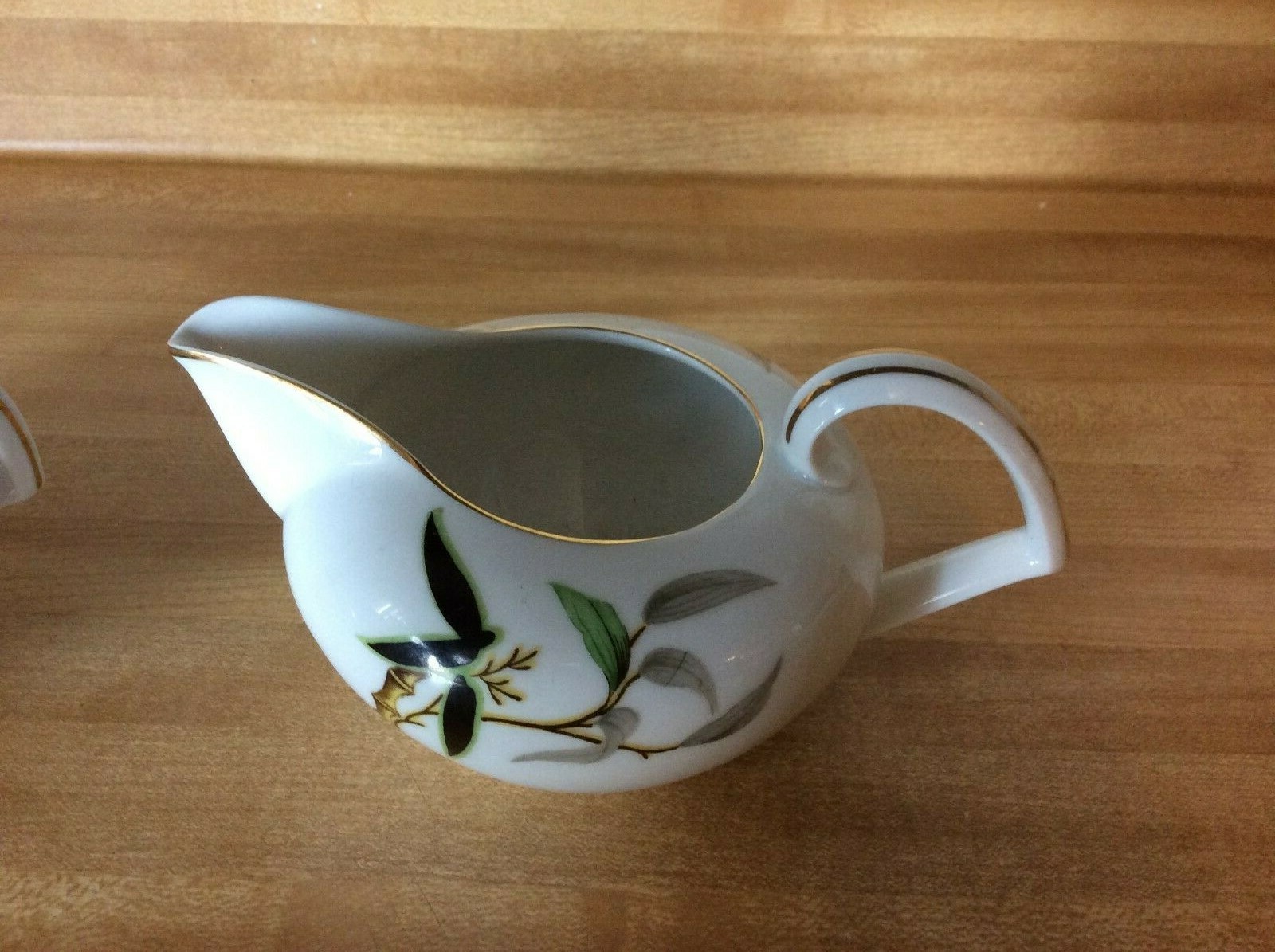 Set Of Black Bamboo Narumi China Japan Cream And Sugar Set