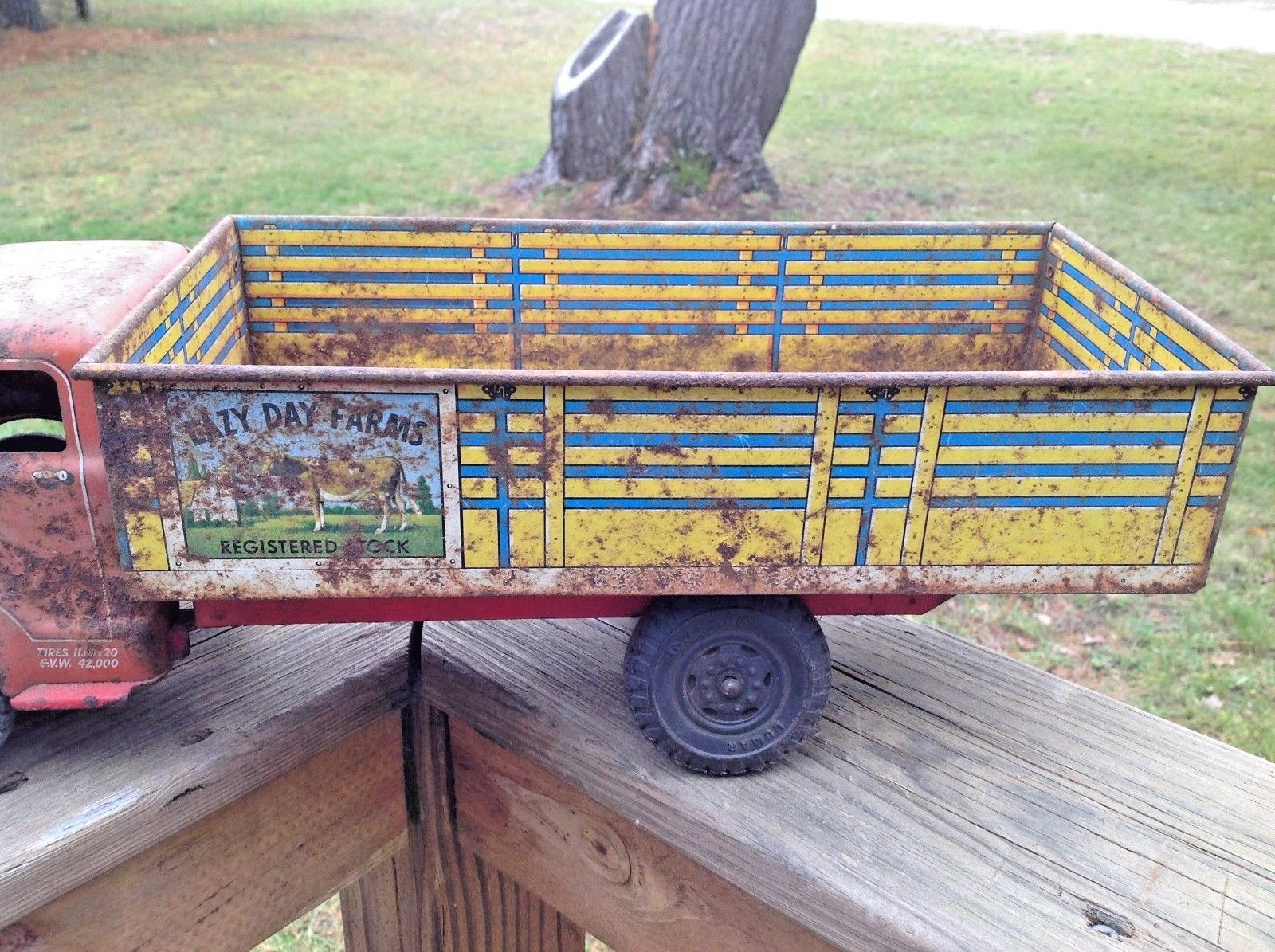 Vintage Marx Tin Litho Metal Lazy Day Farms Truck