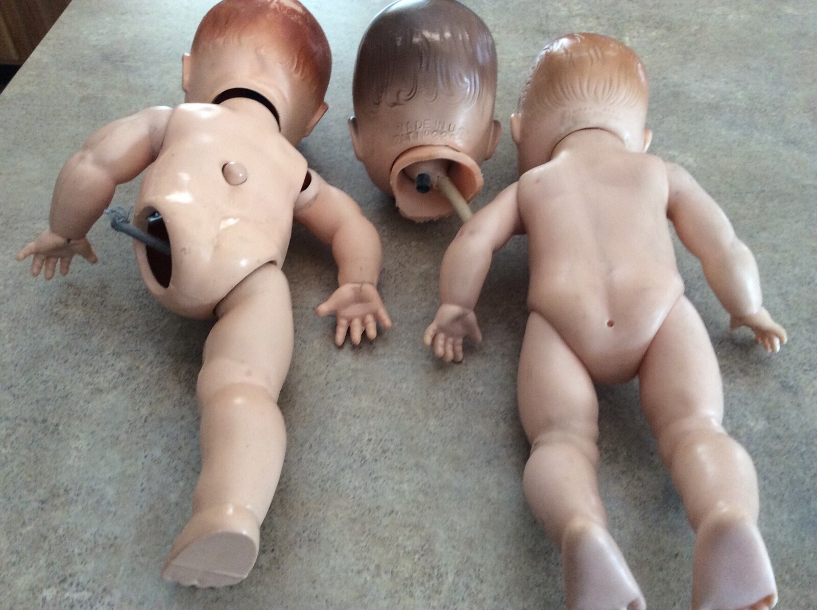 VIntage Composition & Plastic Baby Doll Heads & Parts/Repair /Crafts Lot of 3