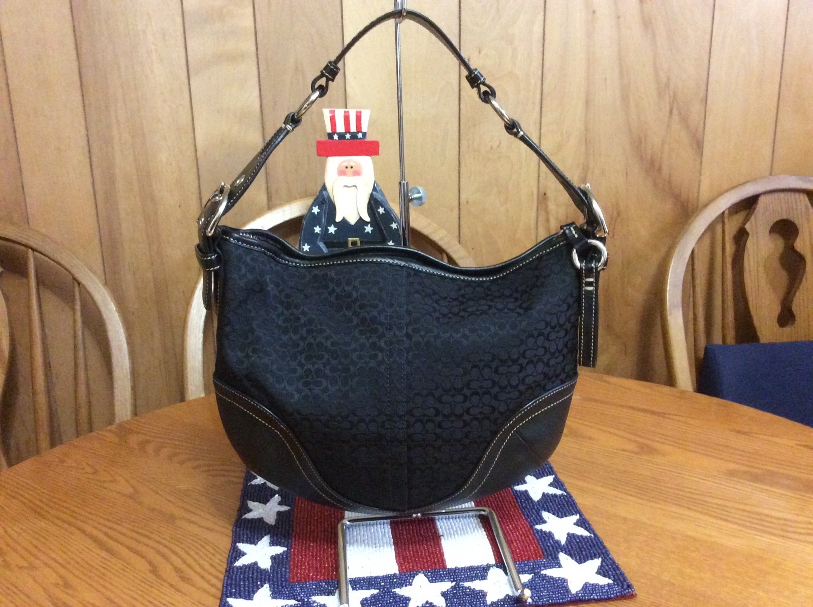 Coach Signture Jacquard and Black Leather Hobo C05N-1460 | eBay Coach Signture Jacquard and Black Leather Hobo C05N-1460 | eBay