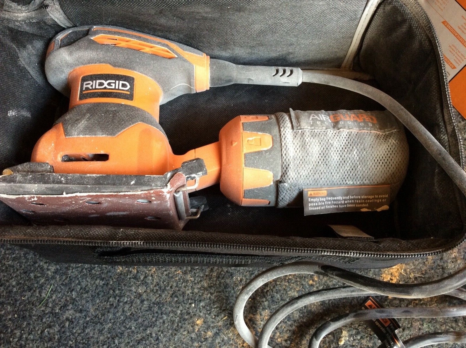 Rigid Corded 1/4 sheeted sander air guard LIGHTLY USED, WORKS PERFECT!