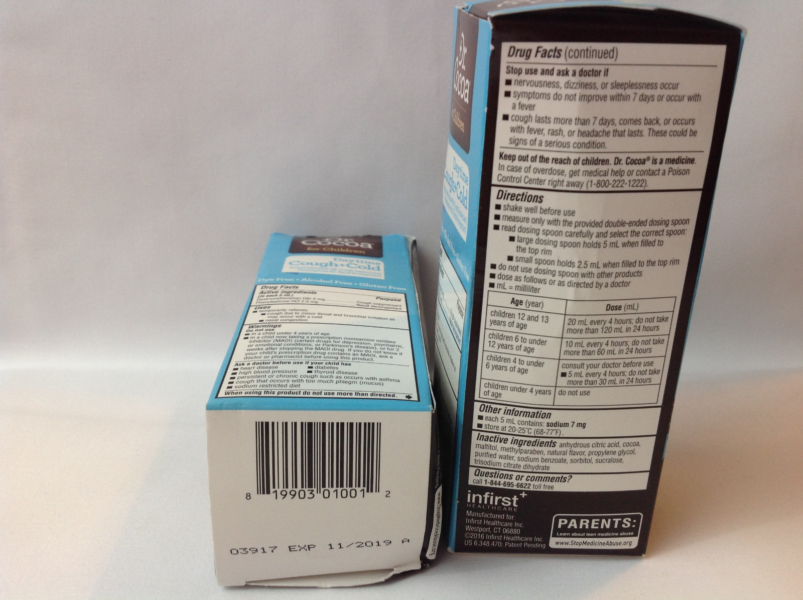 Dr. Cocoa for Children Daytime Cough + Cold Relief 4oz Chocolate Taste 2-Pack