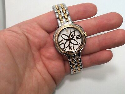 Pre-owned Aqua Master Ladies  Two Tone Stainless Steel Genuine (.85ct) Diamond Watch W342 In Tan