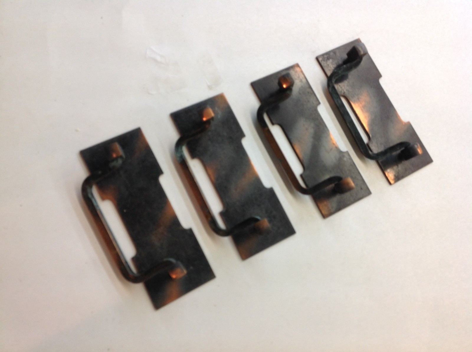 Vtg 30s 40s MID CENTURY Copper Art Deco Drawer Pulls Dresser Handles LOT set 4