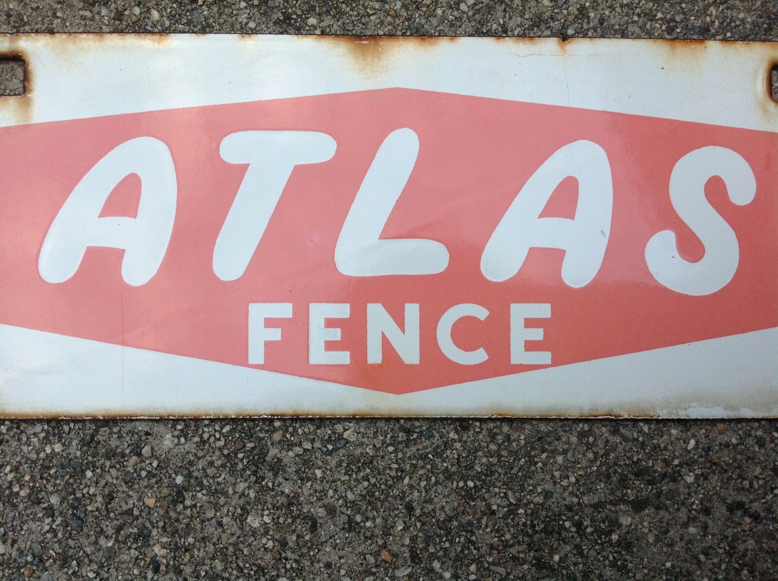 Vintage ATLAS FENCE Porcelain Advertisement Advertising Sign Fencing  12 x 4-1/2