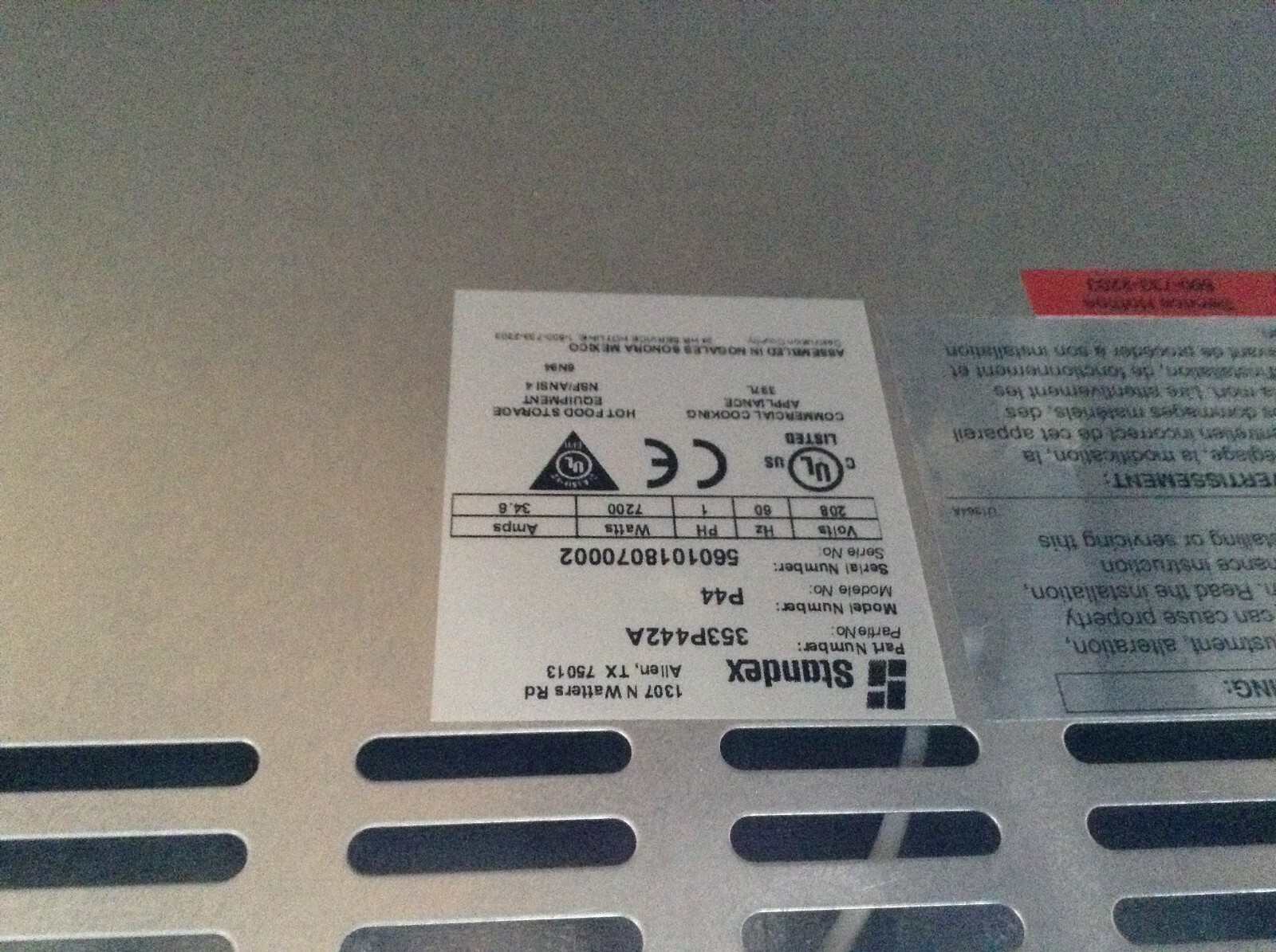 Brand New Standex Bakers Pride P44S 208/1