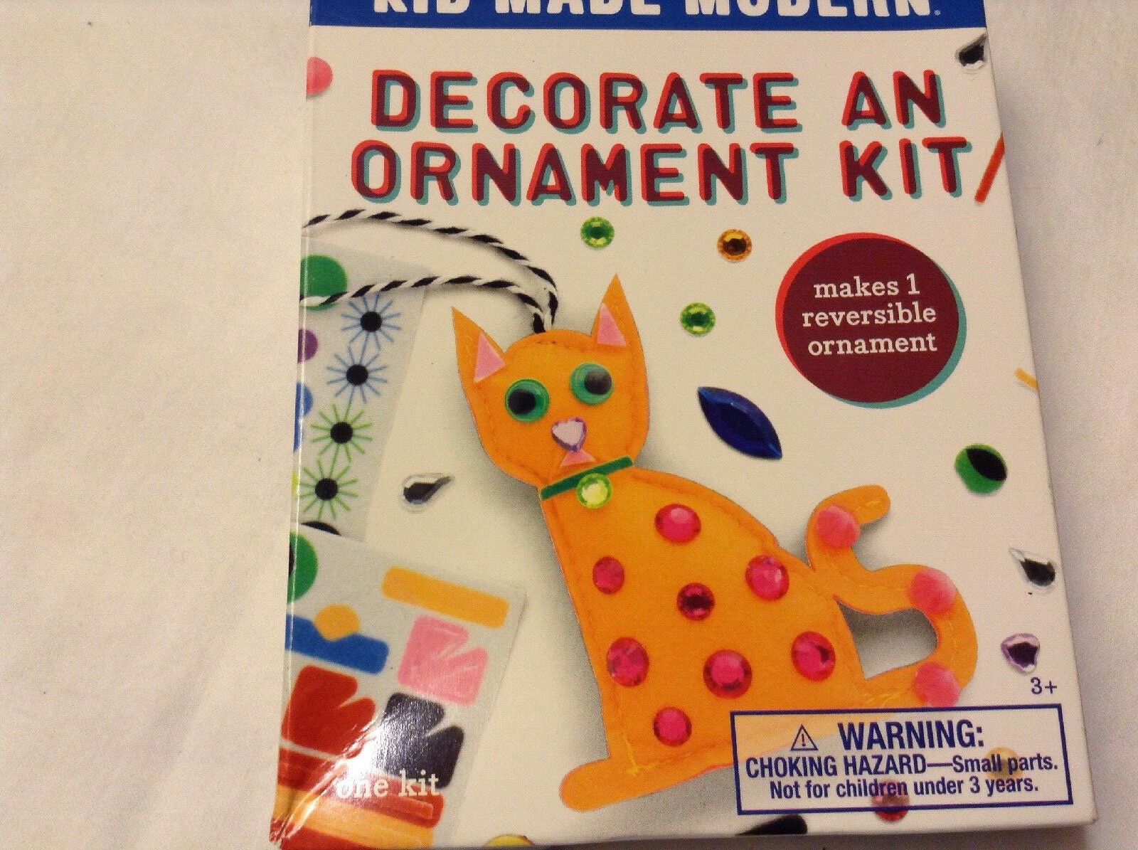 Kid Made Modern Decorate An Ornament 1 Cat Kit and 1 Ice Cream Cone Kit
