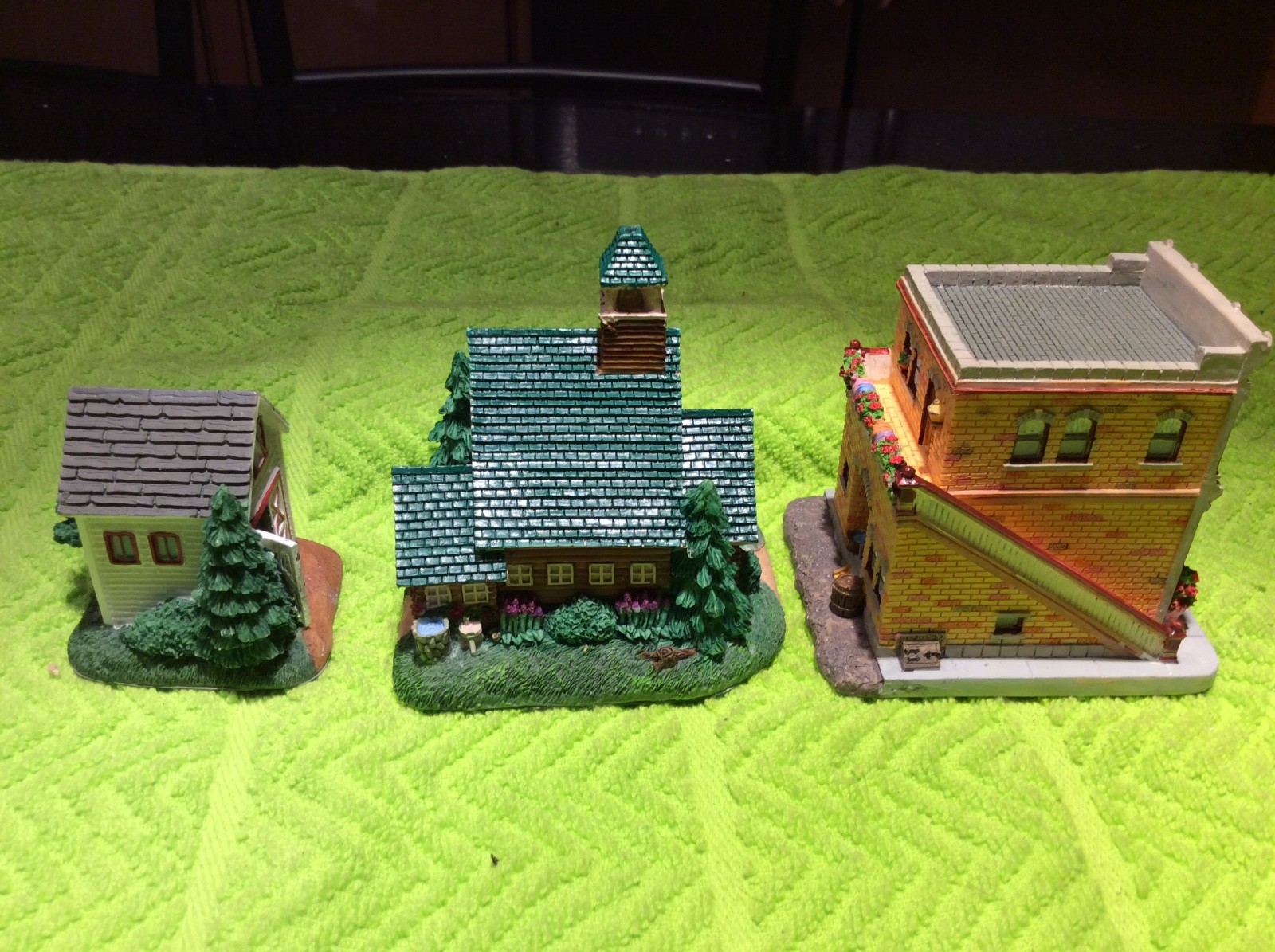 Set of 3 LIBERTY FALLS - FIRE ENGINE HOUSE #2, EPISCOPAL CHURCH, BEAUTY SHOP