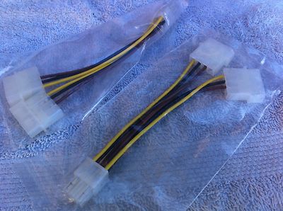 2 pcs Dual 4 pin Molex to 6 Pin PCIE Video Card Power Cable FOR AMD NVIDIA CARD