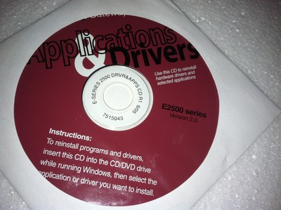 Gateway Computers DVD Disc E2500 Series Drivers & Applications & Disk CD Utiliti