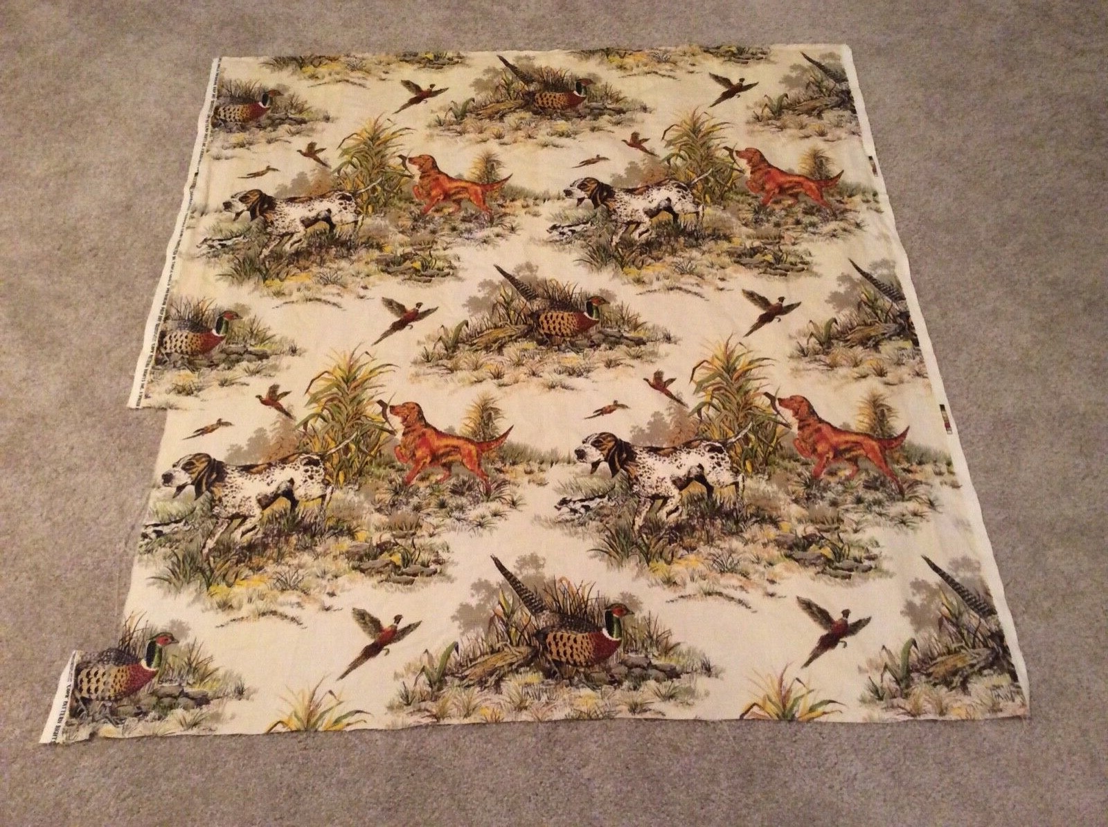 COPR PATTERN RIGHTS HUNT DOGS PHEASANT FABRIC 51” x 44”